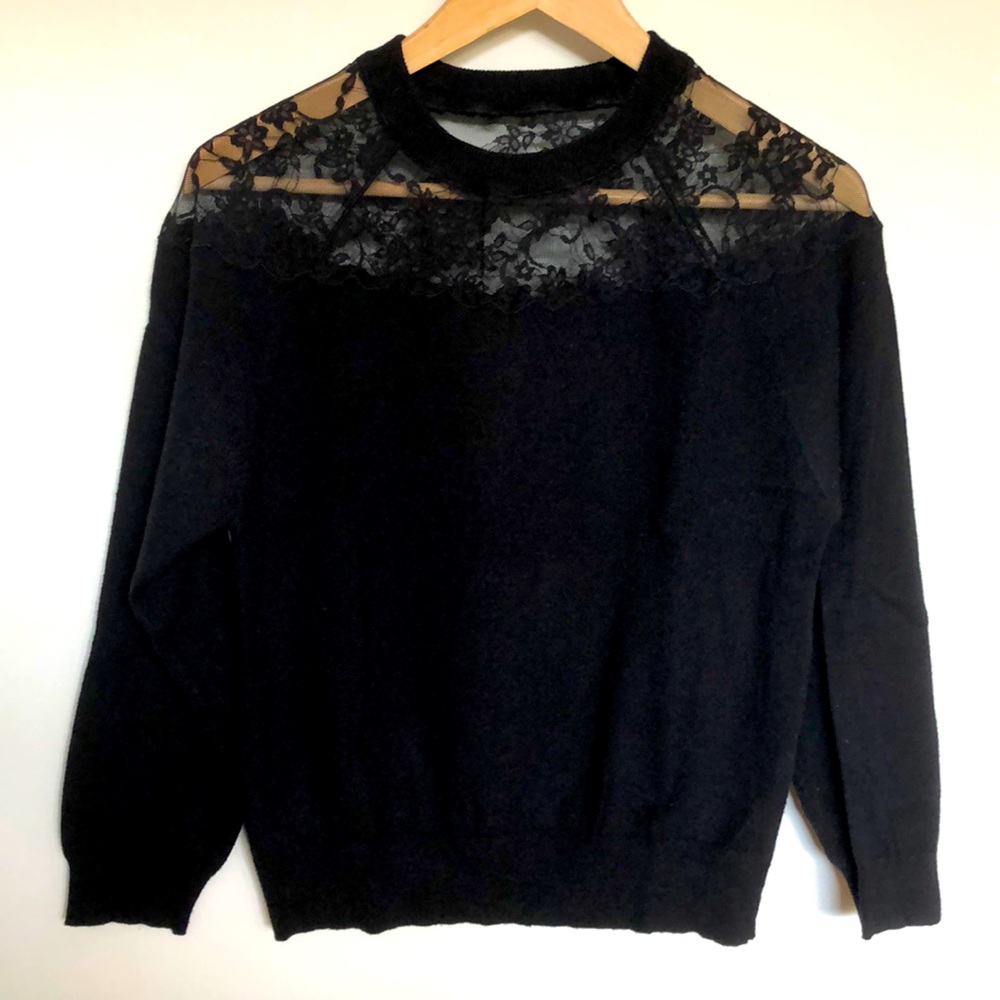 INGNI Black sweater with lace detail *3 for $30*